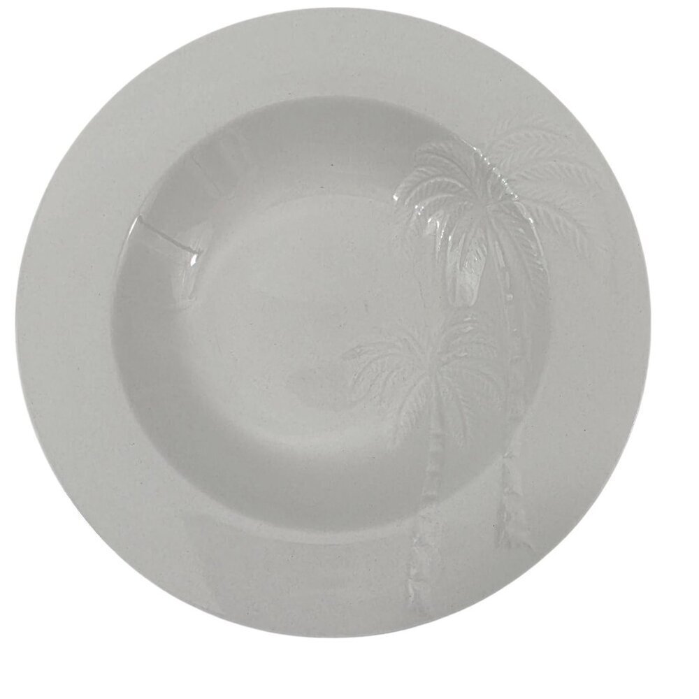 Oneida Palm Springs Palm Tree Rimmed 9” Stoneware Soup Salad Bowls – Set of 2